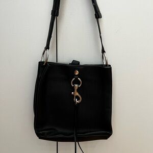 Rebecca Minkoff Megan Black Leather Feed Bag